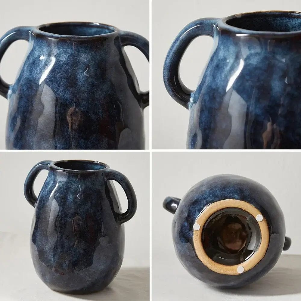 Vase Bleu avec Hanses Fleurs-Séchées Gaya Vase en céramique