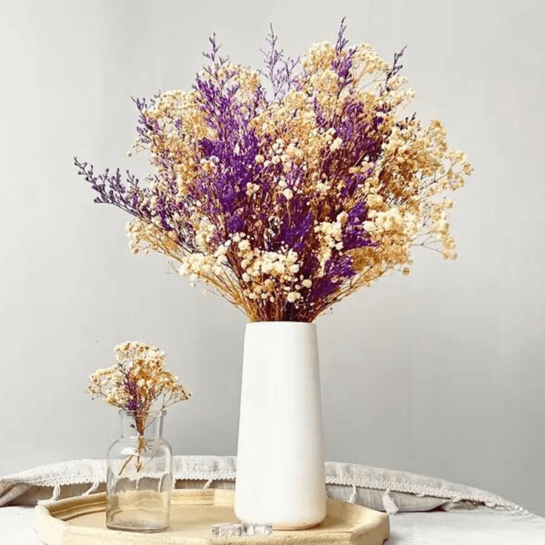 Bouquet de Fleurs Séchées Sauvages Blanc et Violet Maison Gaya Bouquet