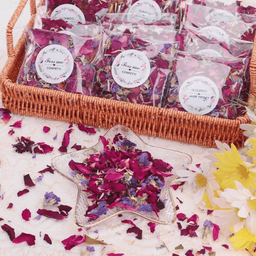 Confettis de Pétales de Fleurs Séchées pour Mariage - Rose et Violet Maison Gaya Rose et violet