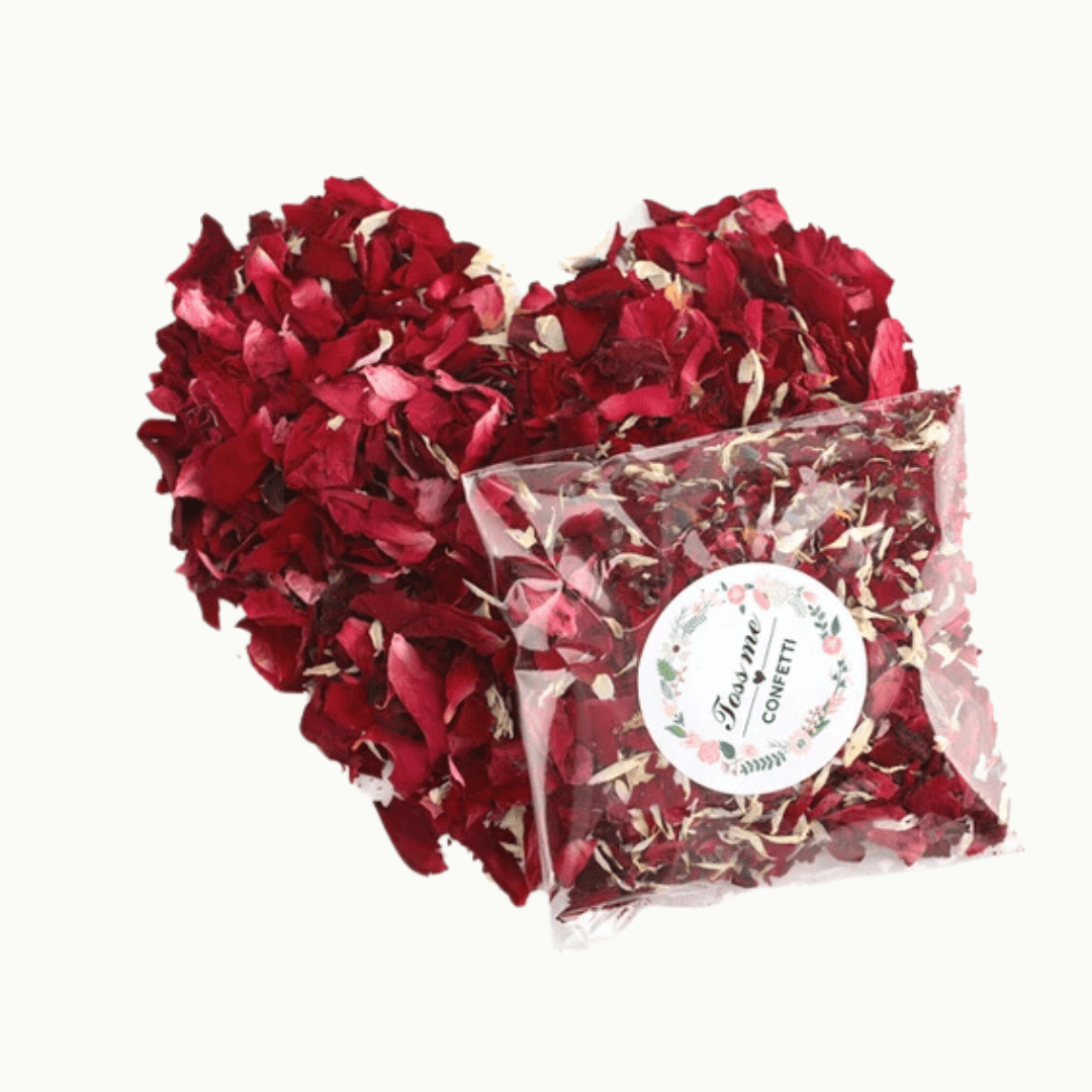 Confettis de Pétales de Fleurs Séchées pour Mariage - Rouge 10 Maison Gaya Rouge