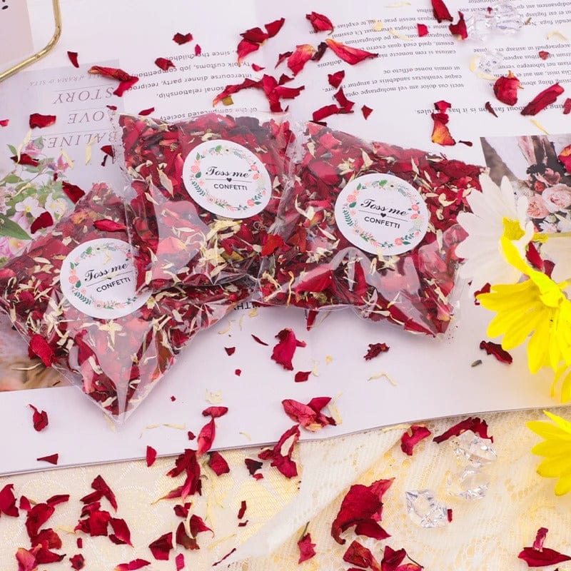 Confettis de Pétales de Fleurs Séchées pour Mariage - Rouge Maison Gaya Rouge