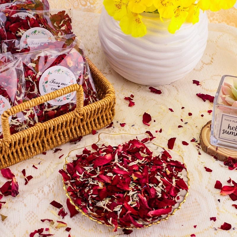 Confettis de Pétales de Fleurs Séchées pour Mariage - Rouge Maison Gaya Rouge