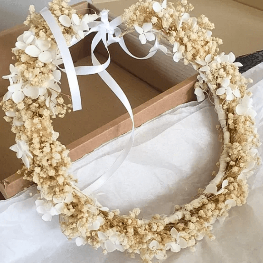 Couronne de Tête Fleurs Séchées Bohème pour Mariage Maison Gaya Couronne de tête