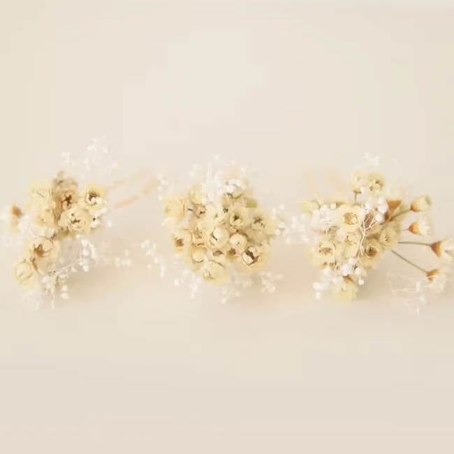 Lot de 3 Épingles en Fleurs Séchées Bohèmes Maison Gaya Épingle en fleurs séchées