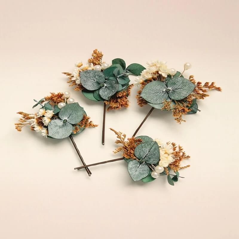 Lot de 4 Épingles en Fleurs Séchées Champêtres Maison Gaya Épingle en fleurs séchées