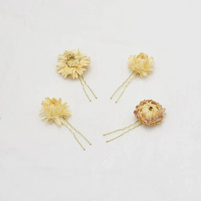 Lot de 4 Épingles en Fleurs Séchées Style Boho Crème Maison Gaya Épingle en fleurs séchées