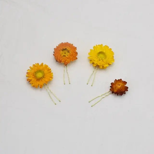 Lot de 4 Épingles en Fleurs Séchées Style Boho Orange Maison Gaya Épingle en fleurs séchées