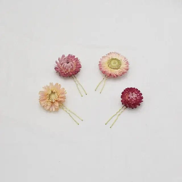 Lot de 4 Épingles en Fleurs Séchées Style Boho Rose Clair Maison Gaya Épingle en fleurs séchées