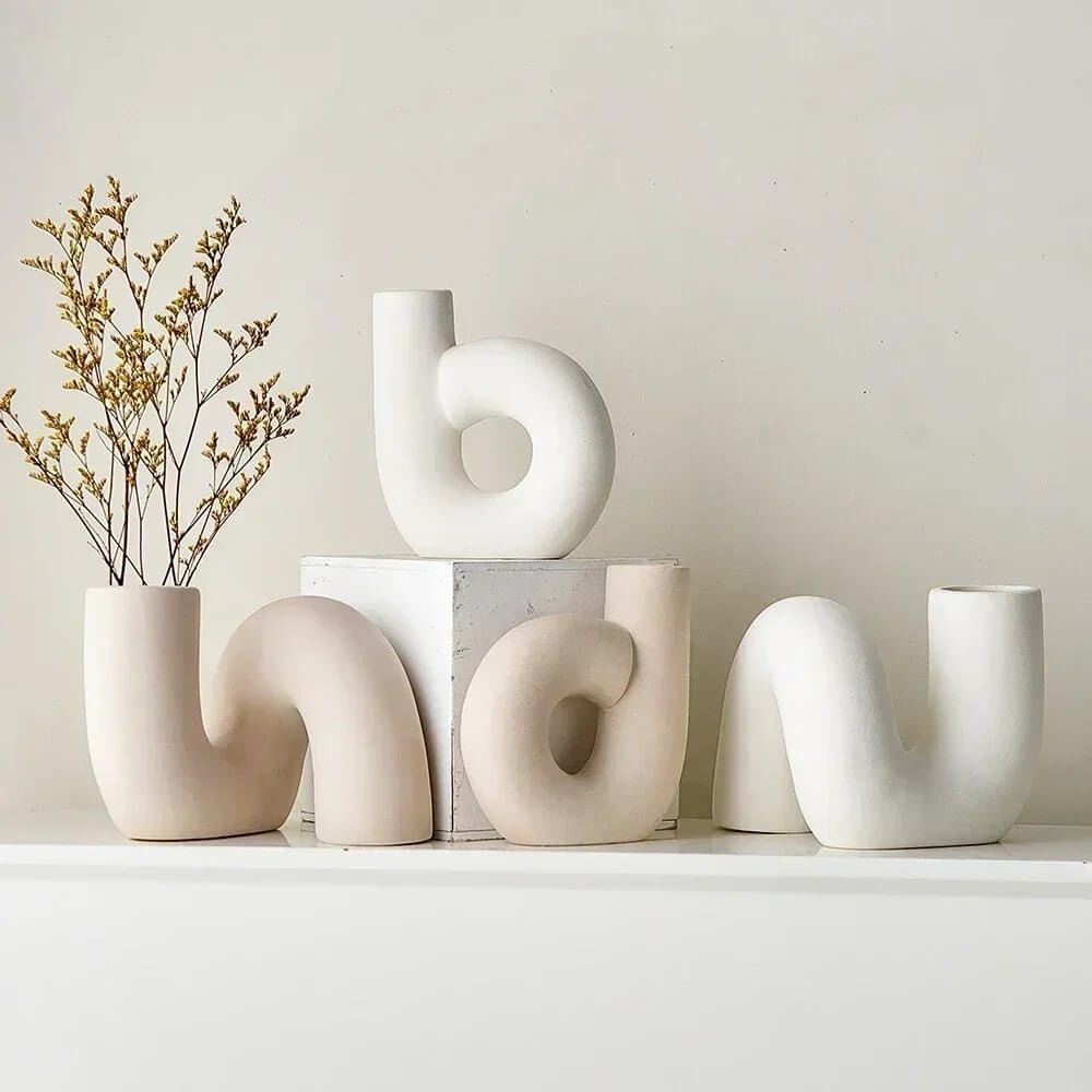 Sosoport Vase Céramique Forme De pour Décoration pour Mariage Et Fête Vase Minimaliste pour Bureau Et Maison Sosoport Vase Céramique Forme De pour Décoration pour Mariage Et Fête Vase Minimaliste pour Bureau Et Maison
