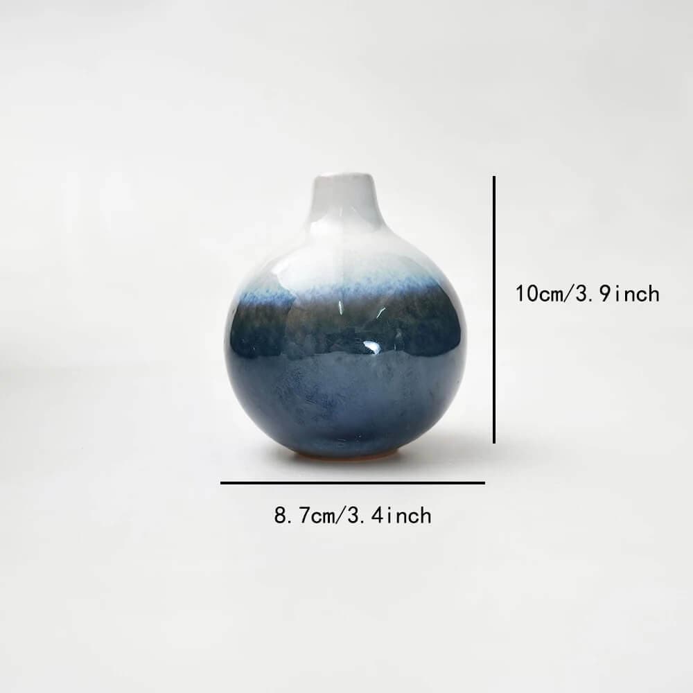 Vase en Céramique Bleu Rond Maison Gaya Vase en céramique