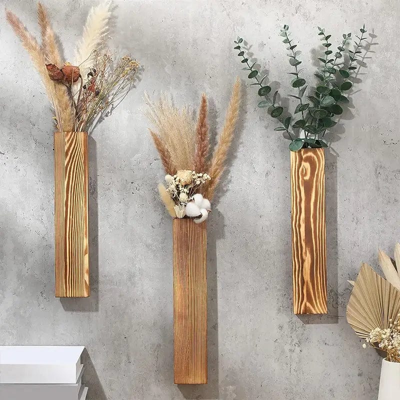 Vase Mural en Bois Fleurs-Séchées Gaya Vase en bois