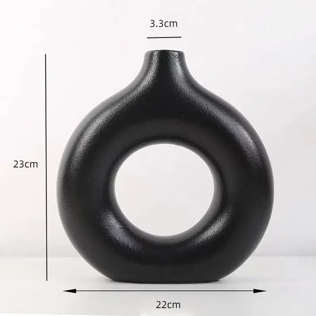 Vase Noir Circulaire Grand Fleurs-Séchées Gaya Vase en céramique