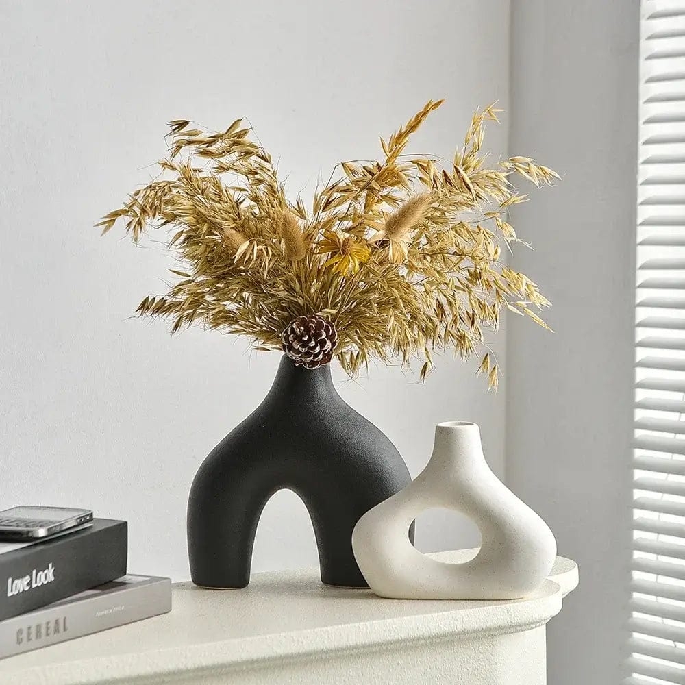 Vase Noir Design Fleurs-Séchées Gaya Vase en céramique