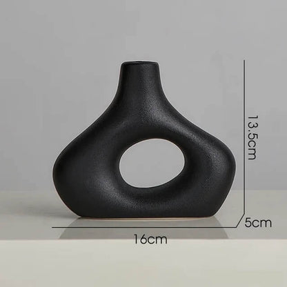 Vase Noir Design Rond Fleurs-Séchées Gaya Vase en céramique