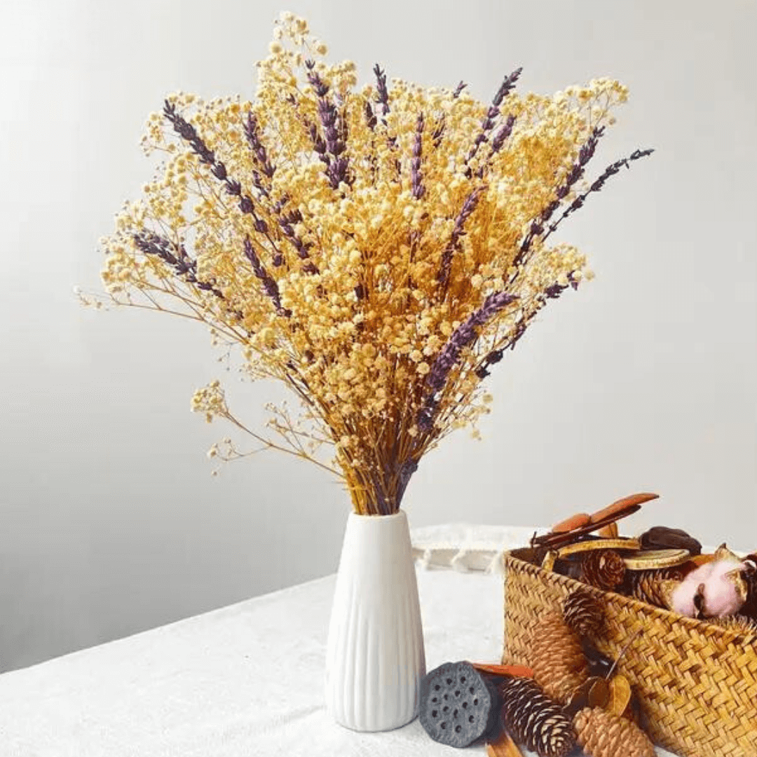 Bouquet Fleurs Séchées Gypsophile Et Lavande - Plus De 1500 Boutons Floraux Naturels Pour Décoration Mariage Et Maison