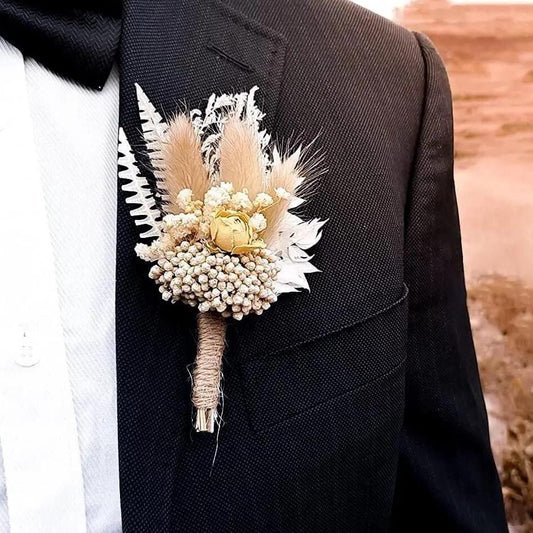 Boutonnières en Fleurs Séchées Baptême (8 pièces) Maison Gaya Boutonnière