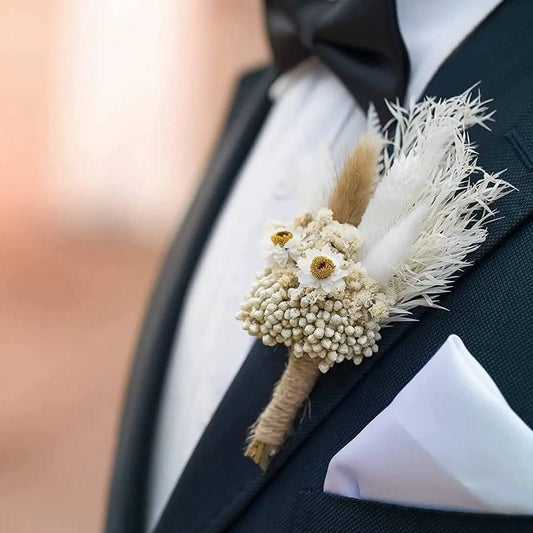 Boutonnières en Fleurs Séchées Bohème (8 pièces) Maison Gaya Boutonnière