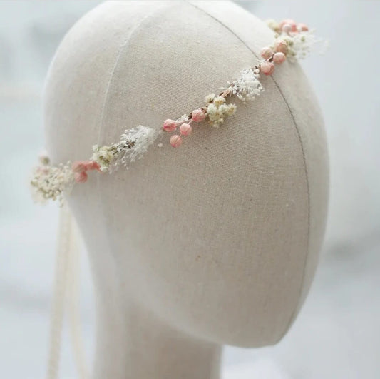 Couronne de Tête en Fleurs Séchées Rose Maison Gaya Couronne de tête